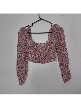 ASTR Anthropologie Women's Small Paisley Cropped Scoop Neck Top Colorful Boho
